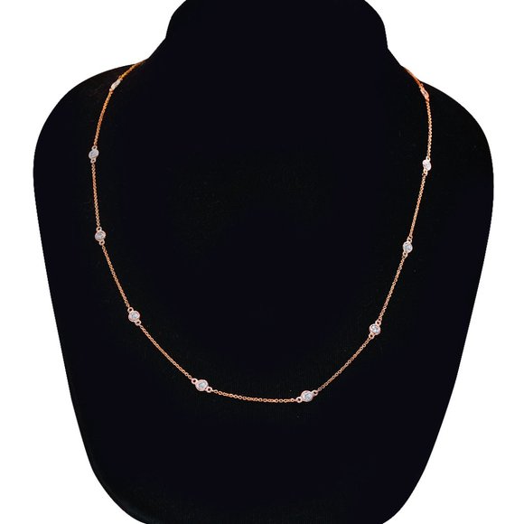 0.45 Ct. tw. Round Diamonds By The Yard Necklace 14K Gold - Picture 4 of 10